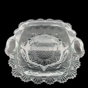 Pasari Indonesia Pressed Glass Serving Dish, 10.5" Vintage